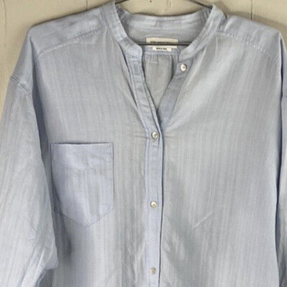 NWT$395 Isabel Marant Etoile Mock Neck Shirt Dress Tonal Stripe Tunic 36 (4) S-M - Picture 2 of 16